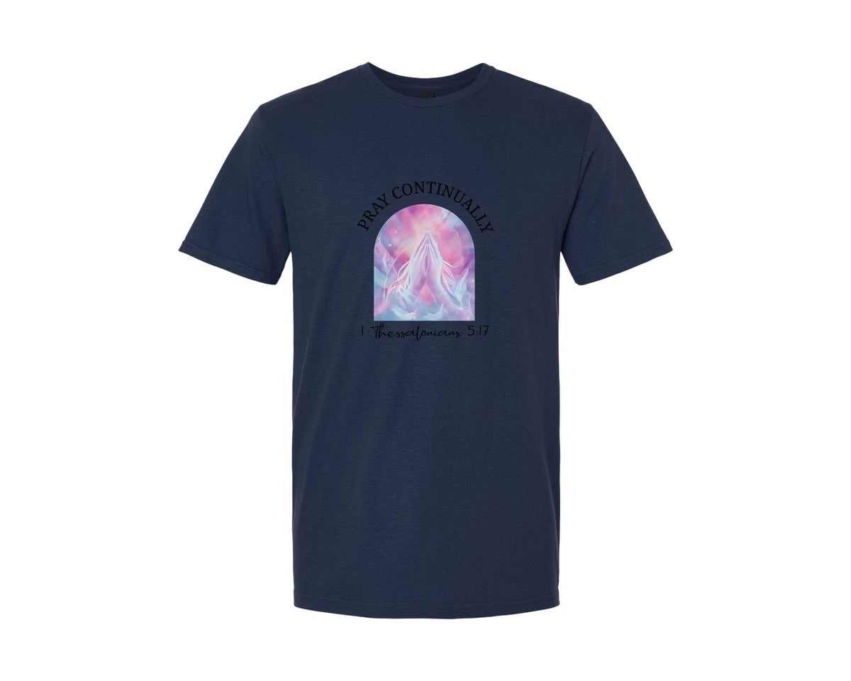 brand:Generic|color:Navy|Christian Bible 1 Thessalonians 517 Graphic T-Shirt