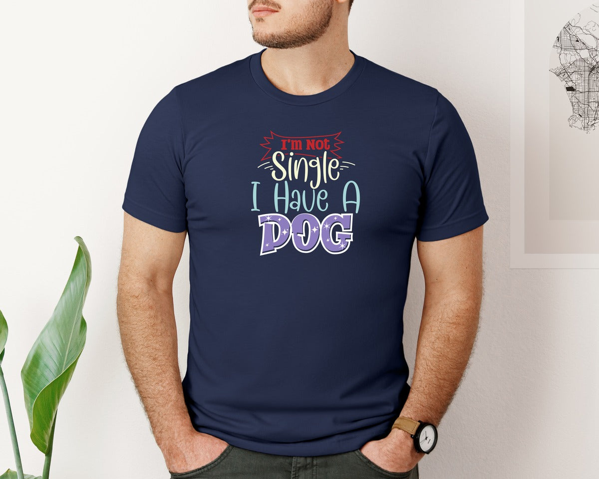 brand:Bella Canvas|color:Navy|Im Not Single I Have A Dog 90 Graphic T-Shirt