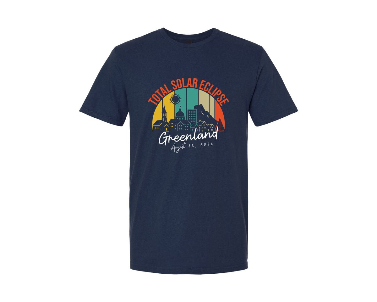 brand:Generic|color:Navy|Total Solar Eclipse Greenland August 12 Graphic T-Shirt