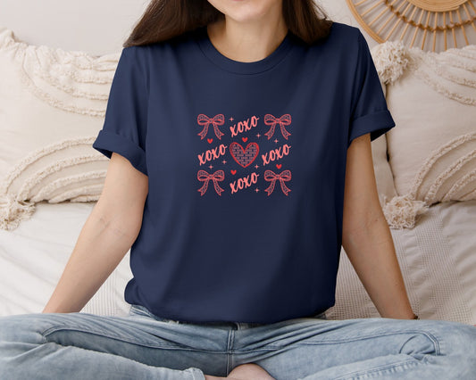 Valentine Xoxo Coquette Bow Graphic T-Shirt