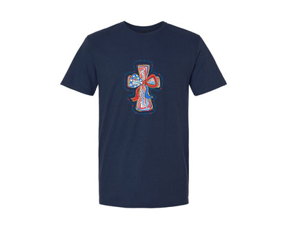 brand:Generic|color:Navy|Christian 4Th Of July God Bless Graphic T-Shirt