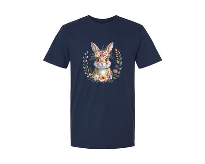 brand:Generic|color:Navy|Boho Floral Bunny Graphic T-Shirt