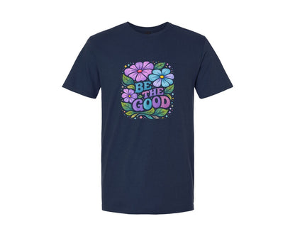 brand:Generic|color:Navy|Positive Mental Health Flower Quotes Graphic T-Shirt