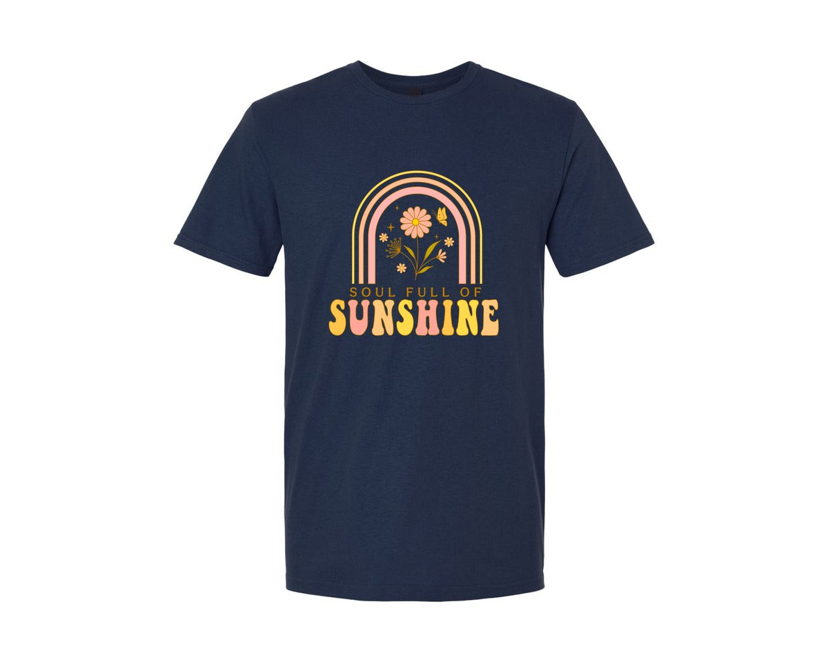 brand:Generic|color:Navy|Sunshine Spring Flowers Graphic T-Shirt