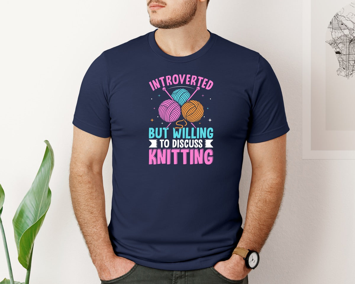 brand:Bella Canvas|color:Navy|Funny Knitting T Shirt Design 4 Graphic T-Shirt