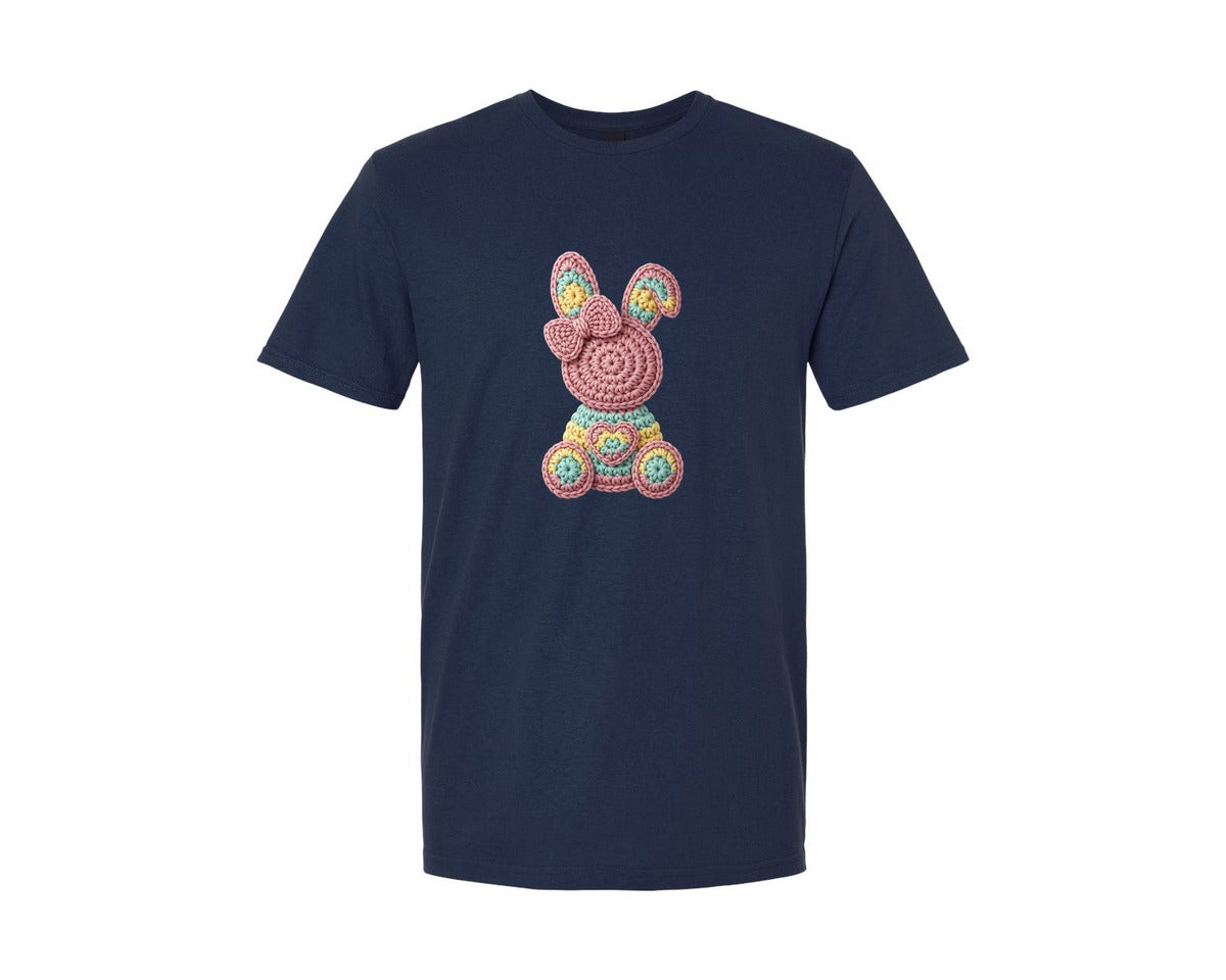brand:Generic|color:Navy|Easter Bunny Faux Yarn Graphic T-Shirt