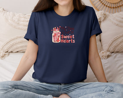 brand:Bella Canvas|color:Navy|Sweet Hearts Teacher Valentine Graphic T-Shirt