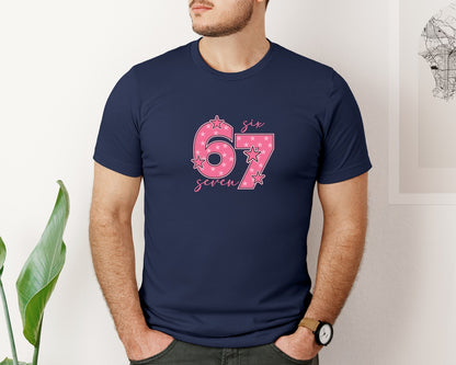 brand:Bella Canvas|color:Navy|67 Six Seven Number Graphic T-Shirt