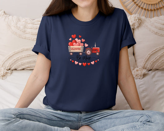 Be Mine Farm Truck With Heart Wagon Graphic T-Shirt
