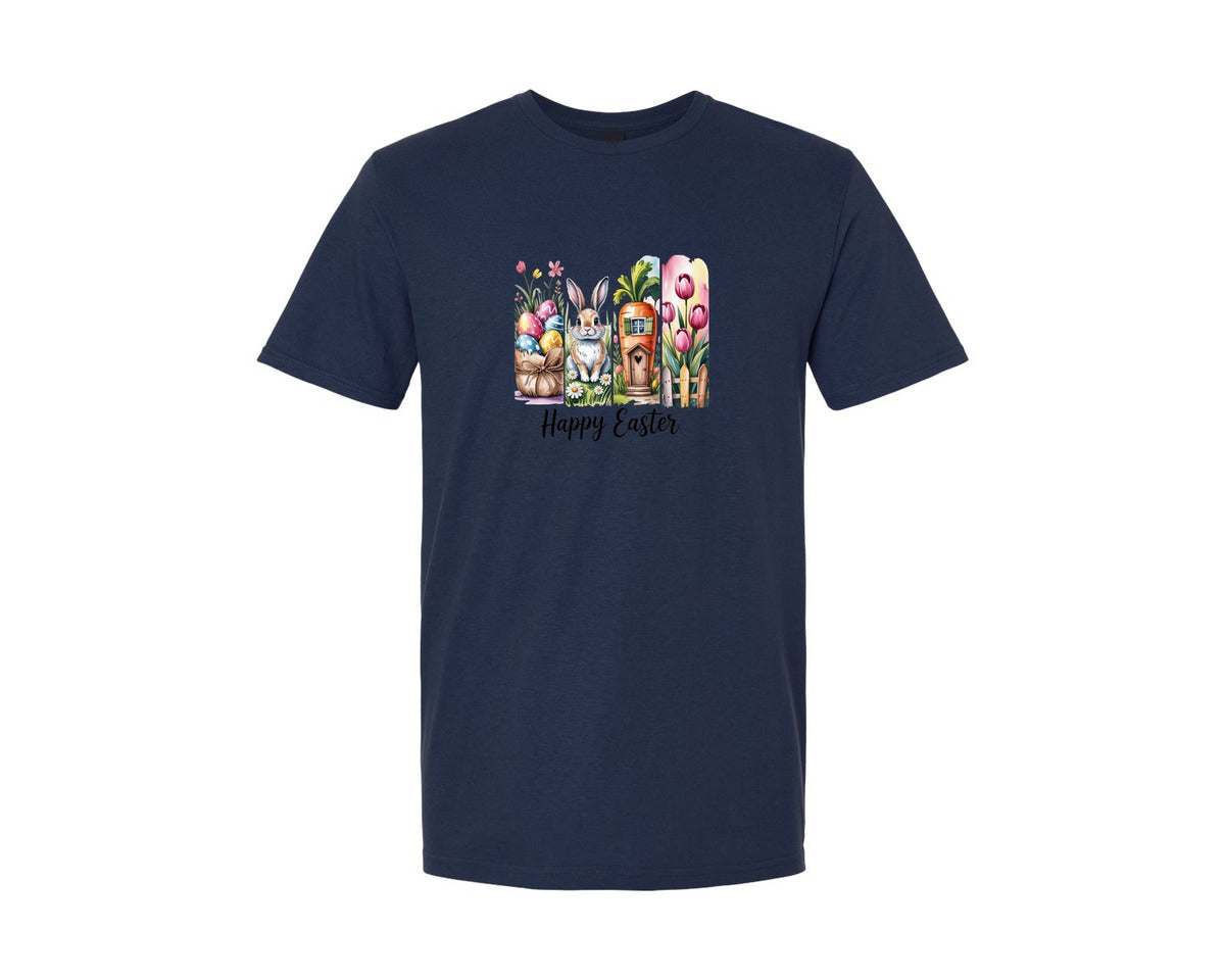 brand:Generic|color:Navy|Happy Easter Bunny Vintage Easter Graphic T-Shirt
