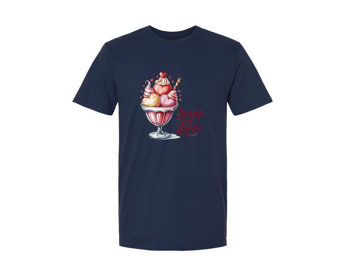 brand:Generic|color:Navy|Valentine Ice Cream Heart Dessert Graphic T-Shirt