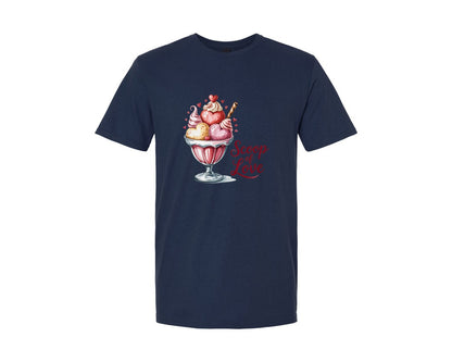 brand:Generic|color:Navy|Valentine Ice Cream Heart Dessert Graphic T-Shirt