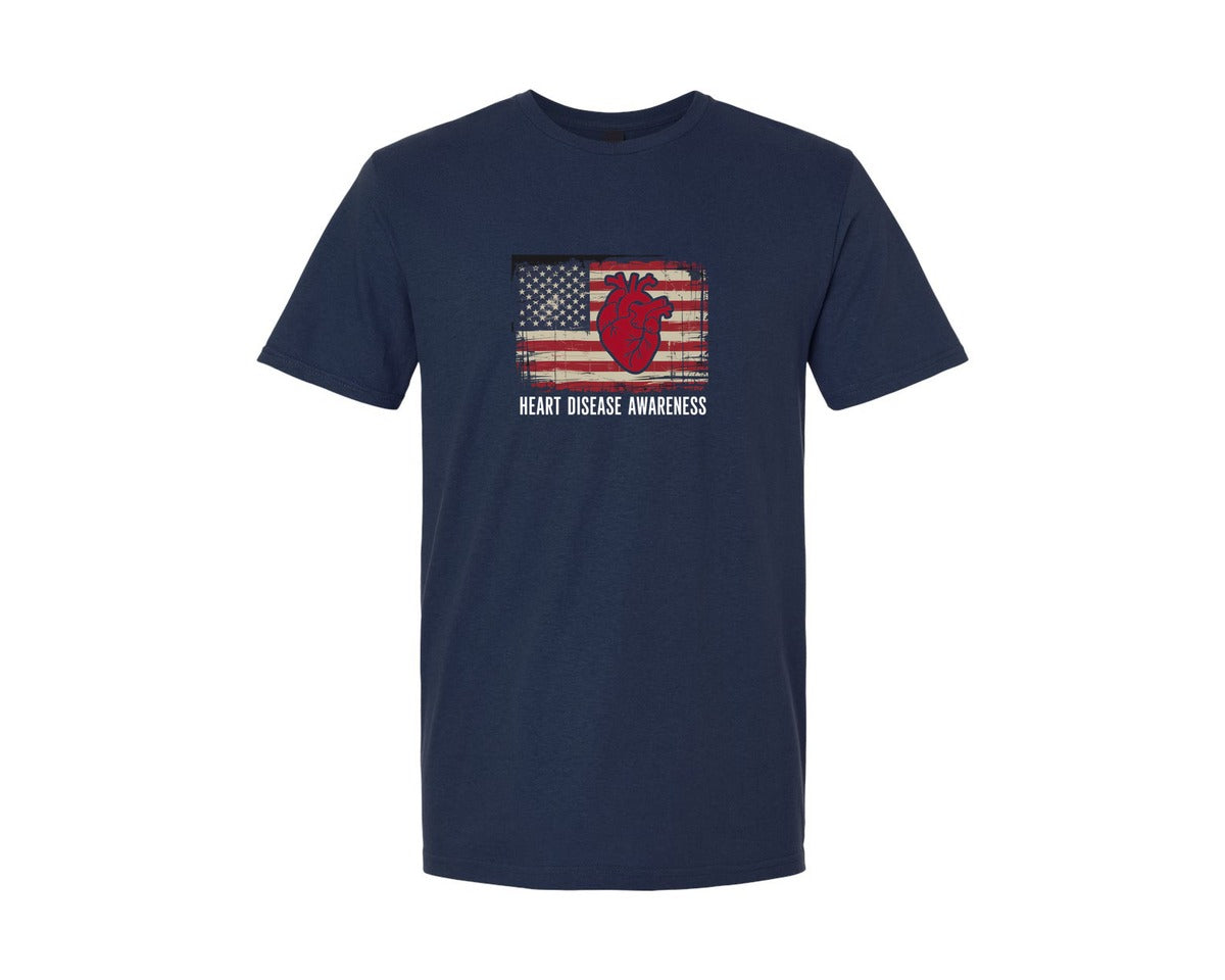 brand:Generic|color:Navy|Heart Disease Awareness Graphic T-Shirt