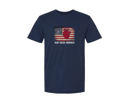 brand:Generic|color:Navy|Heart Disease Awareness Graphic T-Shirt