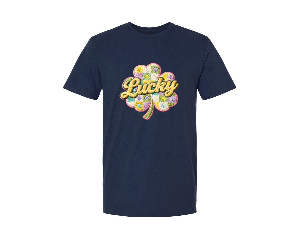 brand:Generic|color:Navy|Lucky Shamrock 4 Graphic T-Shirt