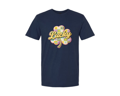 brand:Generic|color:Navy|Lucky Shamrock 4 Graphic T-Shirt