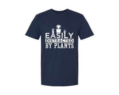 brand:Generic|color:Navy|Vector Easily Distracted By Plants Tshir Graphic T-Shirt
