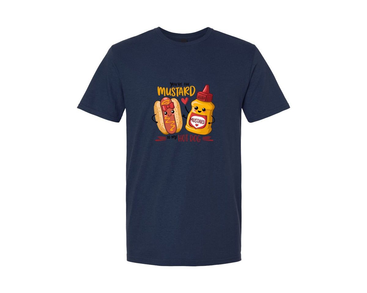 brand:Generic|color:Navy|Mustard To My Hot Dog Valentine Graphic T-Shirt