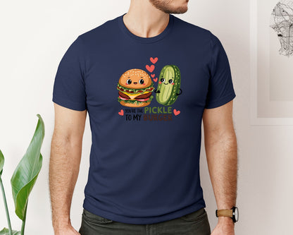 brand:Bella Canvas|color:Navy|Pickle To My Burger Funny Valentine 2 Graphic T-Shirt
