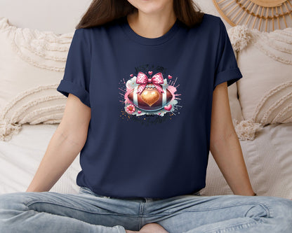 brand:Bella Canvas|color:Navy|Just A Girl Who Loves Football 7 Graphic T-Shirt