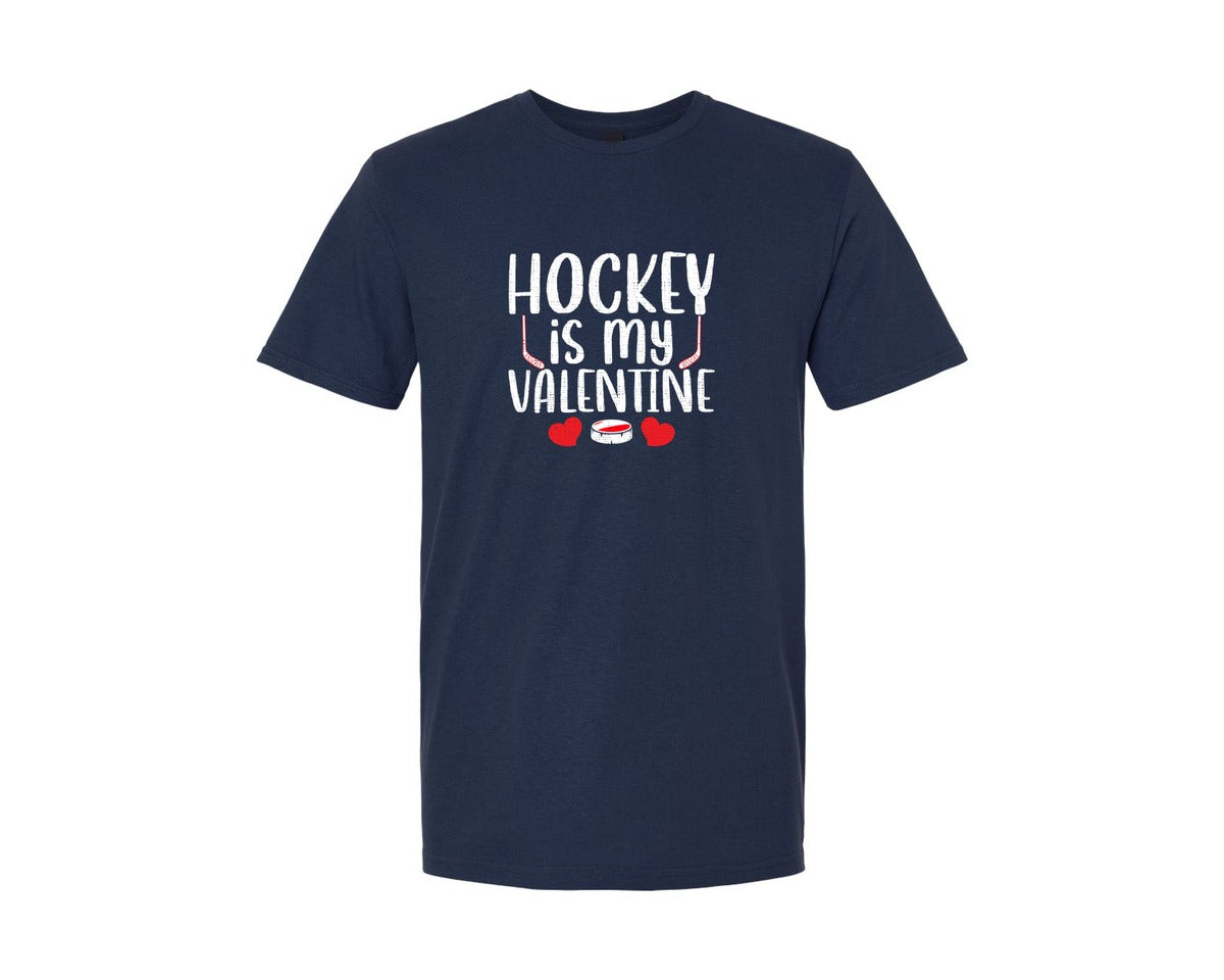 brand:Generic|color:Navy|Funny Sports Hockey Is My Valentine Graphic T-Shirt