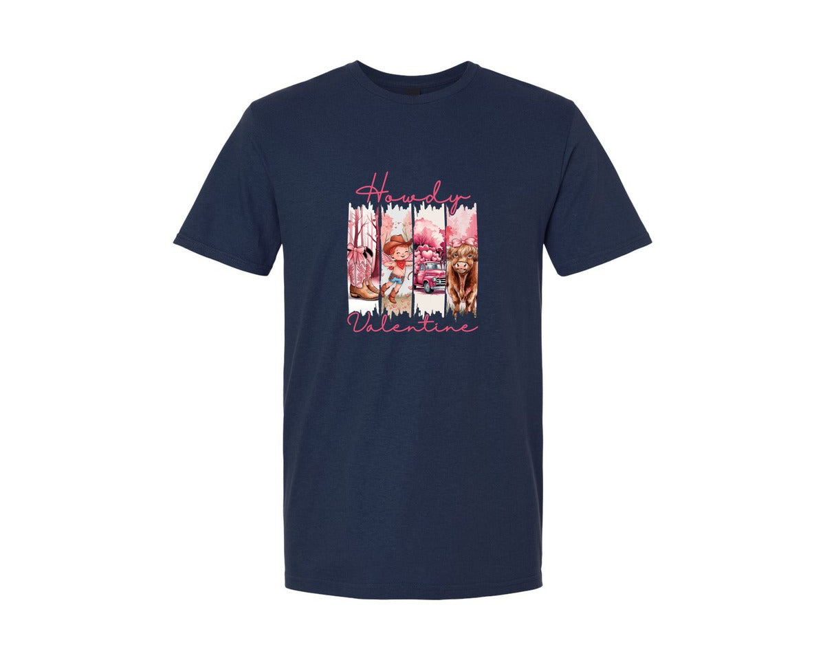 brand:Generic|color:Navy|Howdy Valentine Western Pink Truck Graphic T-Shirt