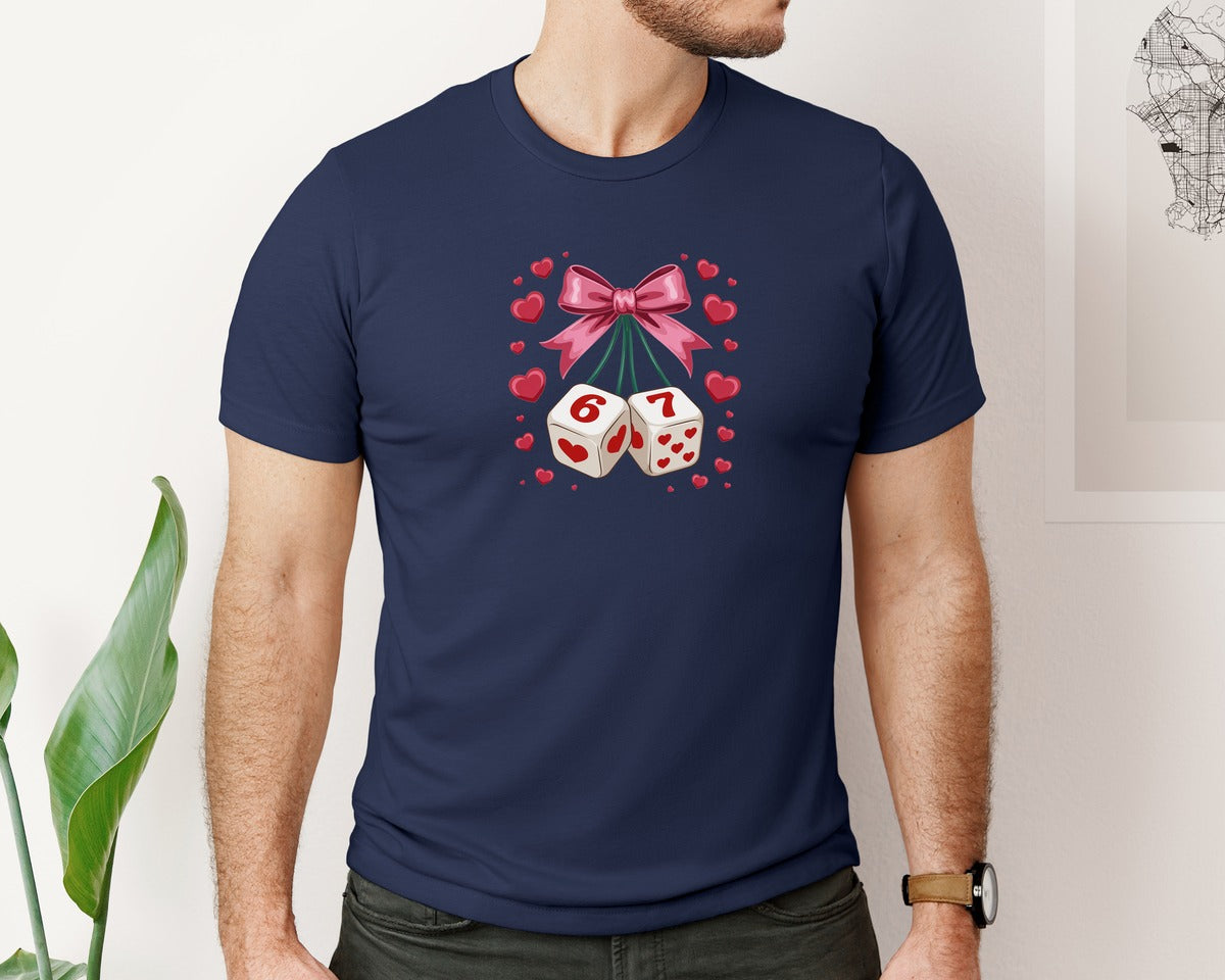 brand:Bella Canvas|color:Navy|Preppy Six Seven Valentine Graphic T-Shirt