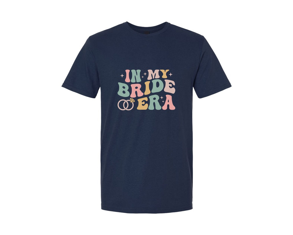 brand:Generic|color:Navy|In My Bride Era Retro Groovy Bridal Graphic T-Shirt