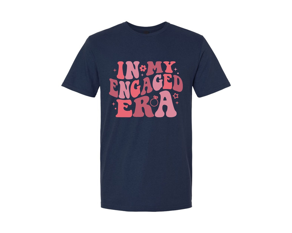 brand:Generic|color:Navy|In My Engaged Era Trendy Bride Graphic T-Shirt