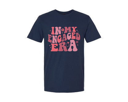 brand:Generic|color:Navy|In My Engaged Era Trendy Bride Graphic T-Shirt