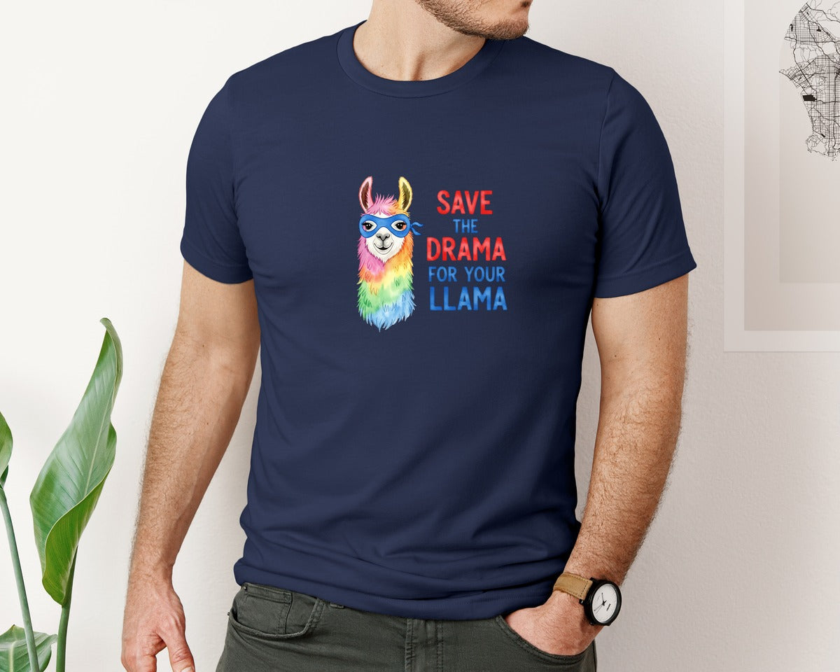 brand:Bella Canvas|color:Navy|Save The Drama For Your Llama Graphic T-Shirt