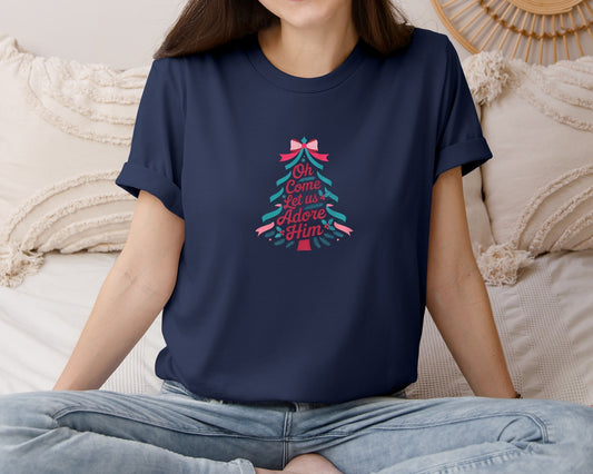 Preppy Lace Oh Come Let Us Adore Him 4 Graphic T-Shirt