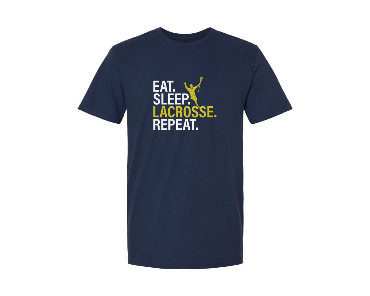 brand:Generic|color:Navy|Eat Sleep Lacrosse Repeat Sports Team Graphic T-Shirt