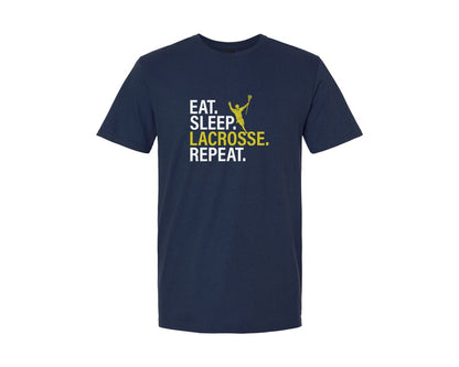 brand:Generic|color:Navy|Eat Sleep Lacrosse Repeat Sports Team Graphic T-Shirt