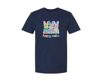 brand:Generic|color:Navy|Faux Yarn Happy Easter Bunnies Graphic T-Shirt