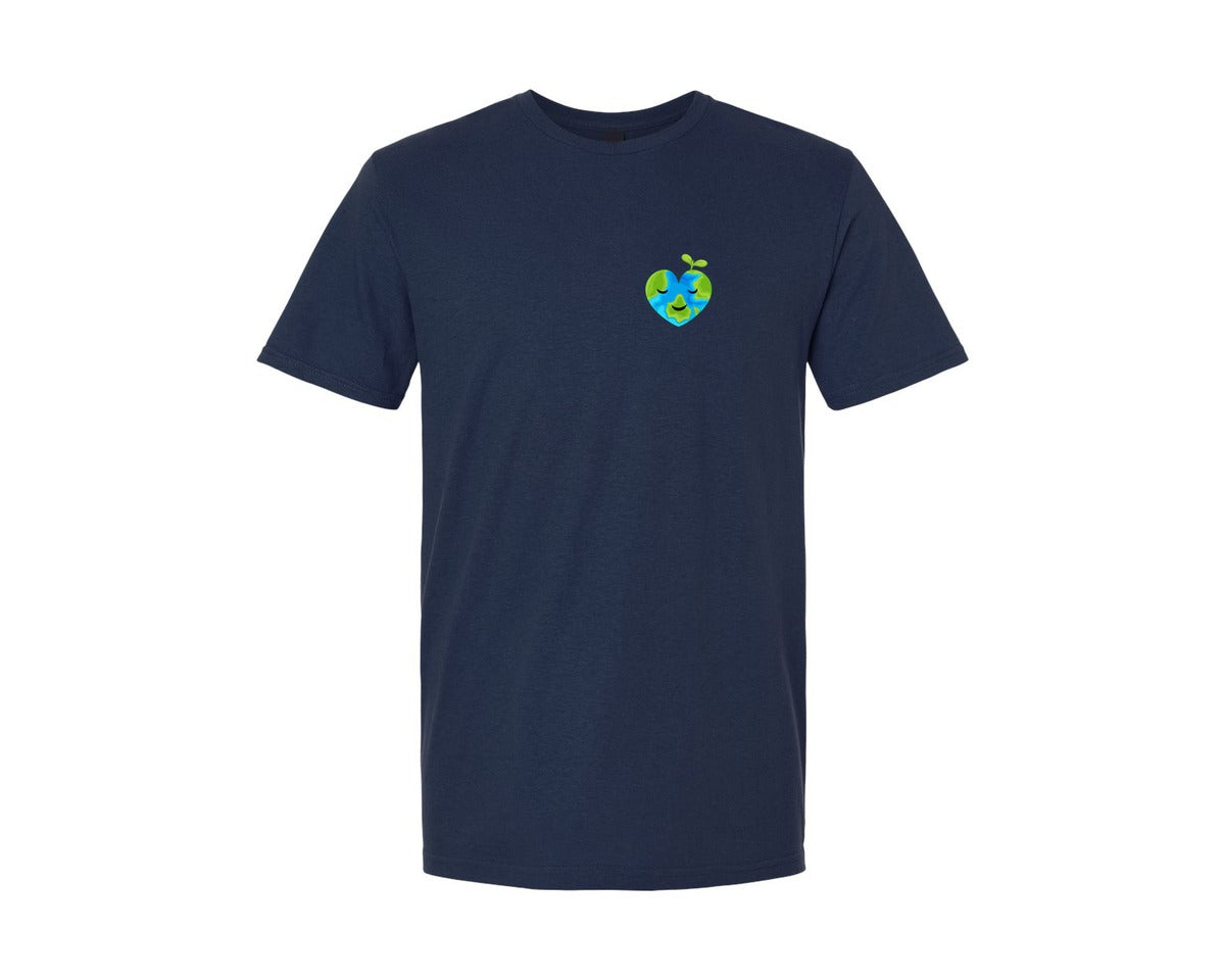brand:Generic|color:Navy|Love Heart Earth Globe Pocket Design Graphic T-Shirt