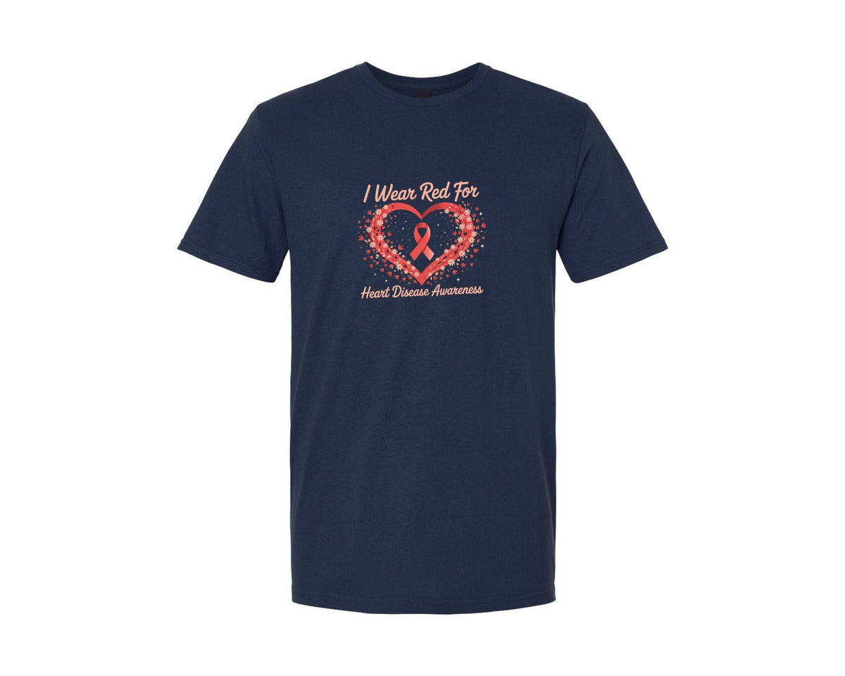 brand:Generic|color:Navy|I Wear Red For Heart Disease Awareness Graphic T-Shirt