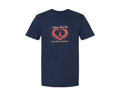 brand:Generic|color:Navy|I Wear Red For Heart Disease Awareness Graphic T-Shirt