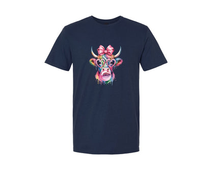 brand:Generic|color:Navy|Coquette Highland Cow Bubblegum 8 Graphic T-Shirt
