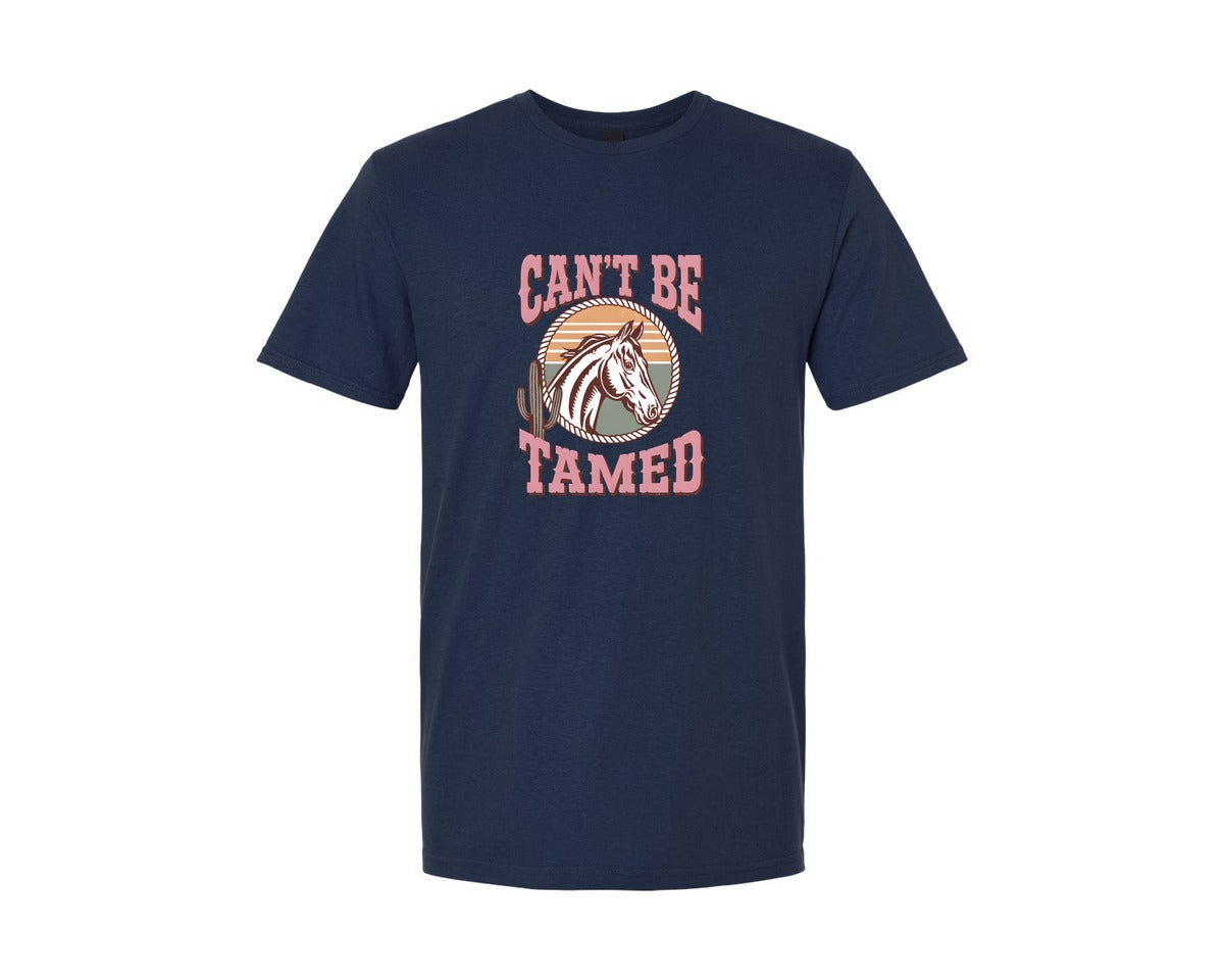 brand:Generic|color:Navy|Cant Be Tamed Cowgirl Graphic T-Shirt