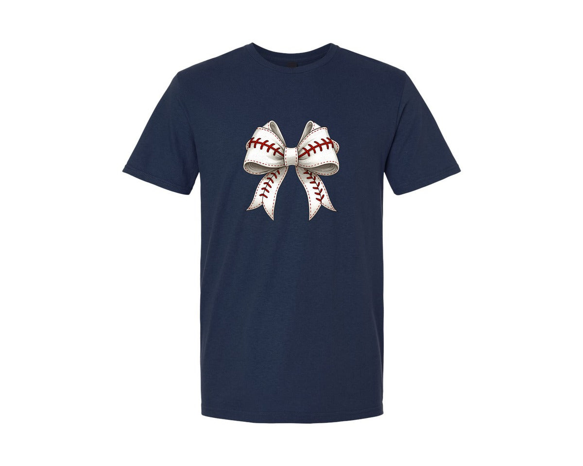 brand:Generic|color:Navy|Baseball Coquette Bow 2 Graphic T-Shirt