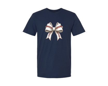 brand:Generic|color:Navy|Baseball Coquette Bow 2 Graphic T-Shirt