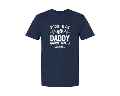 brand:Generic|color:Navy|Soon To Be Daddy 2026 New Dad Loading Graphic T-Shirt