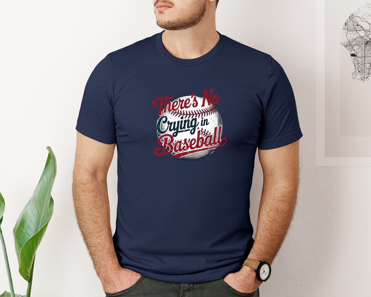 brand:Bella Canvas|color:Navy|No Crying In Baseball Graphic T-Shirt