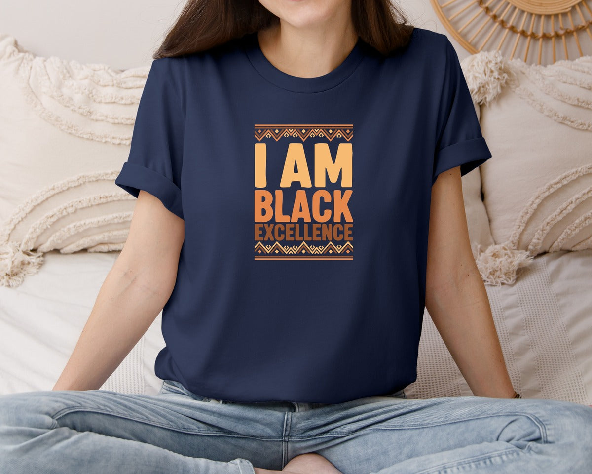 brand:Bella Canvas|color:Navy|Excellence Black History Month T Shirt Graphic T-Shirt