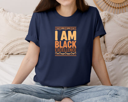 brand:Bella Canvas|color:Navy|Excellence Black History Month T Shirt Graphic T-Shirt