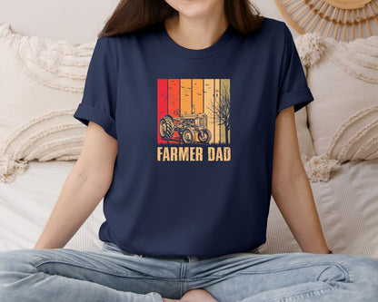 brand:Bella Canvas|color:Navy|Vintage Farmer Dad Farming Graphic T-Shirt