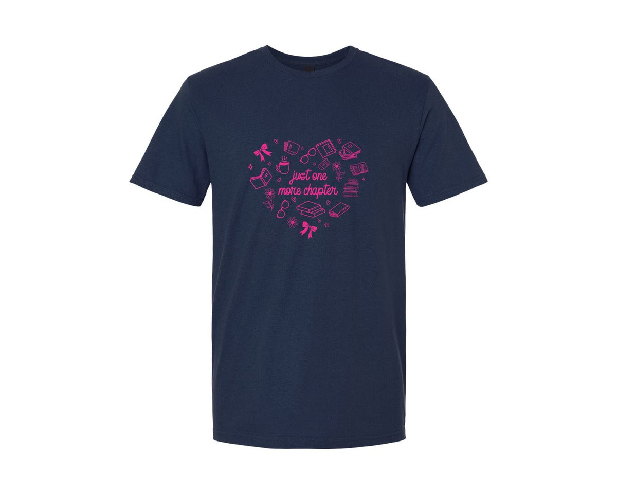 brand:Generic|color:Navy|Just One More Chapter Funny Book Graphic T-Shirt