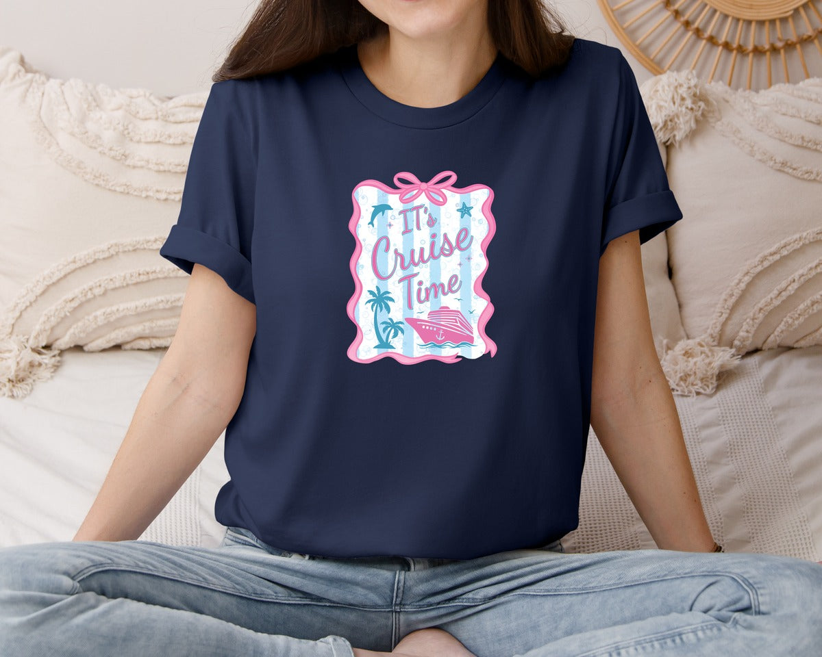 brand:Bella Canvas|color:Navy|Coquette Cruise Girly Summer Trip Graphic T-Shirt