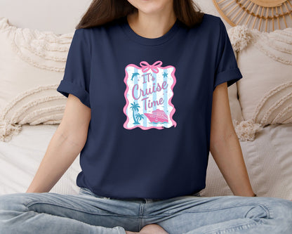 brand:Bella Canvas|color:Navy|Coquette Cruise Girly Summer Trip Graphic T-Shirt